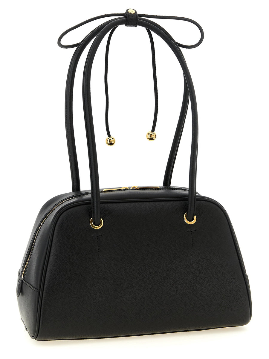 Furla Poppy M Dome Handbag Black Calfskin Leather Premium