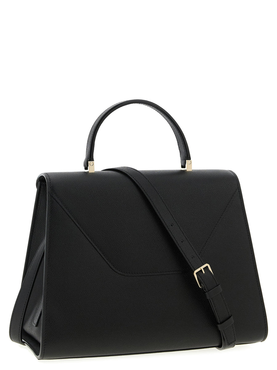 Valextra Iside Large Handbag Calfskin Leather With TurnLock Closure Flap For Modern Women