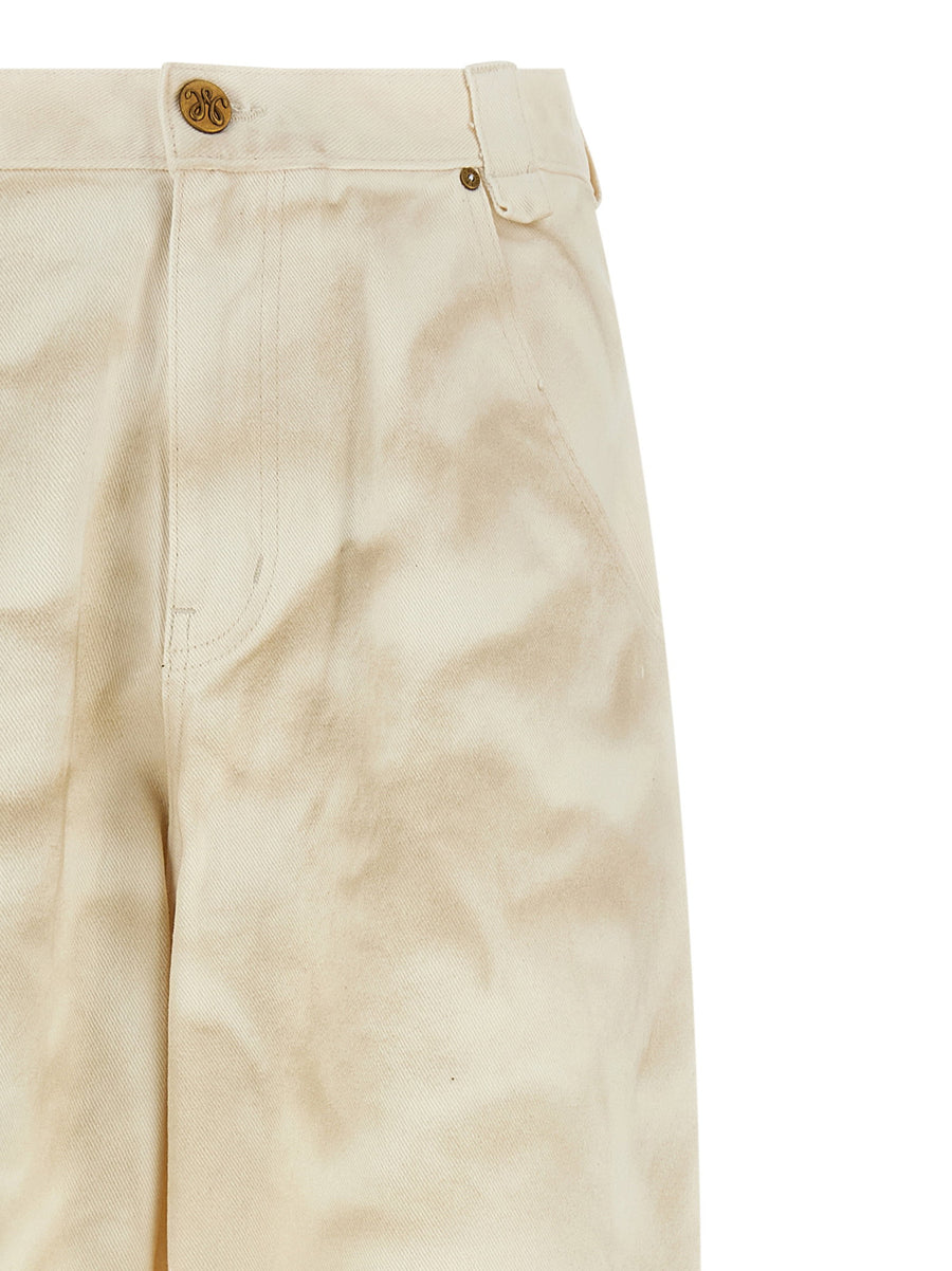 Willy Chavarria Bad Boy Jeans For Men High Waist Tapered Beige 100 Percent Cotton Denim Luxury Streetwear