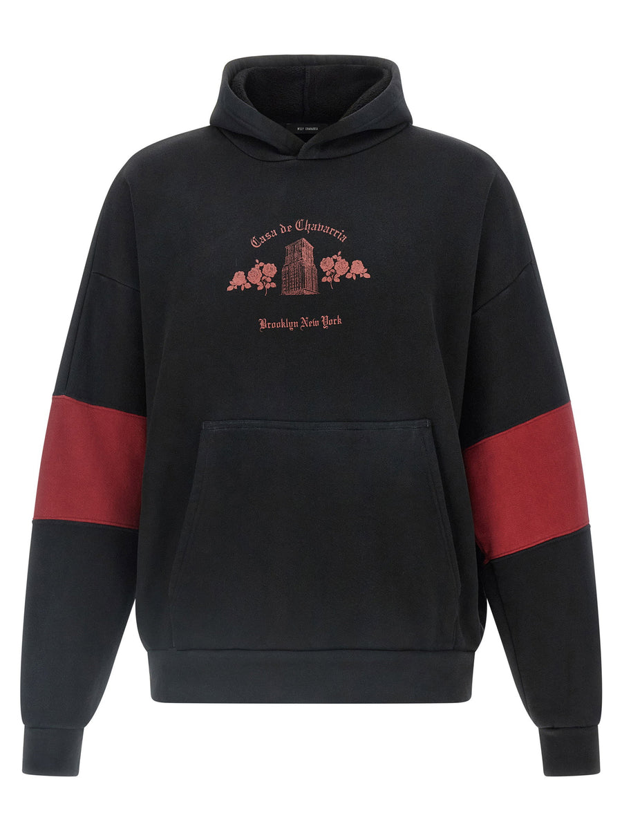 Willy Chavarria Casa De Chavarria Hoodie For Men Fleece Cotton Topwear With Bold Front Print And Kangaroo Pocket