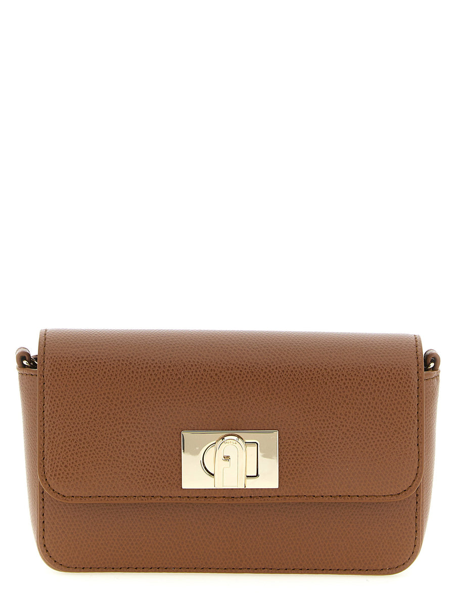 Furla 1927 Mini Crossbody Bag Brown Calfskin Leather Turn Lock