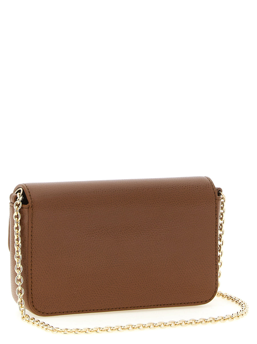 Furla 1927 Mini Crossbody Bag Brown Calfskin Leather Turn Lock