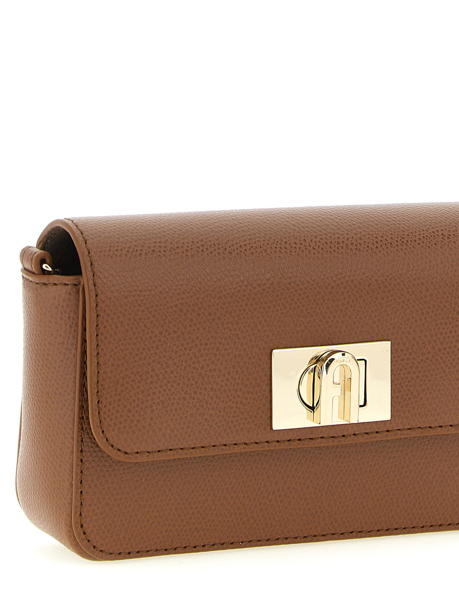 Furla 1927 Mini Crossbody Bag Brown Calfskin Leather Turn Lock