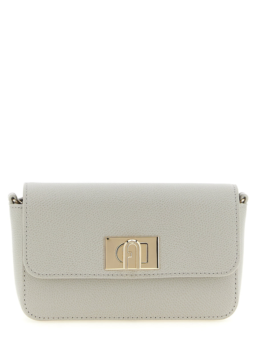 Furla 1927 Mini Crossbody Bag Gray Calfskin Leather