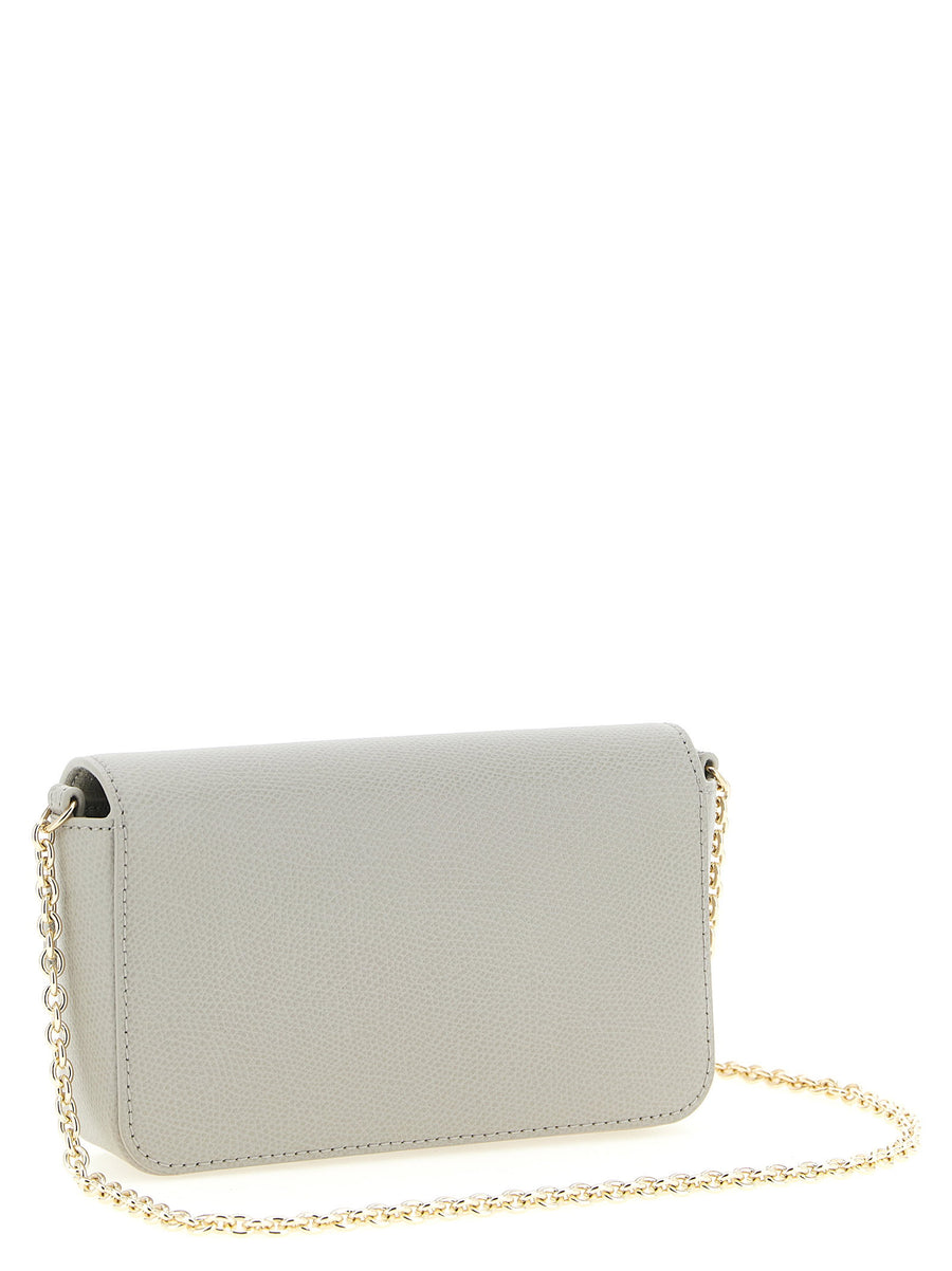 Furla 1927 Mini Crossbody Bag Gray Calfskin Leather