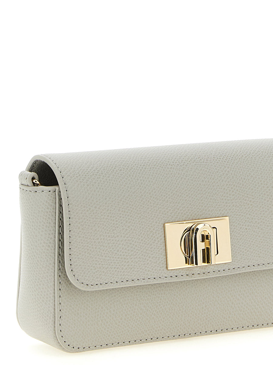 Furla 1927 Mini Crossbody Bag Gray Calfskin Leather