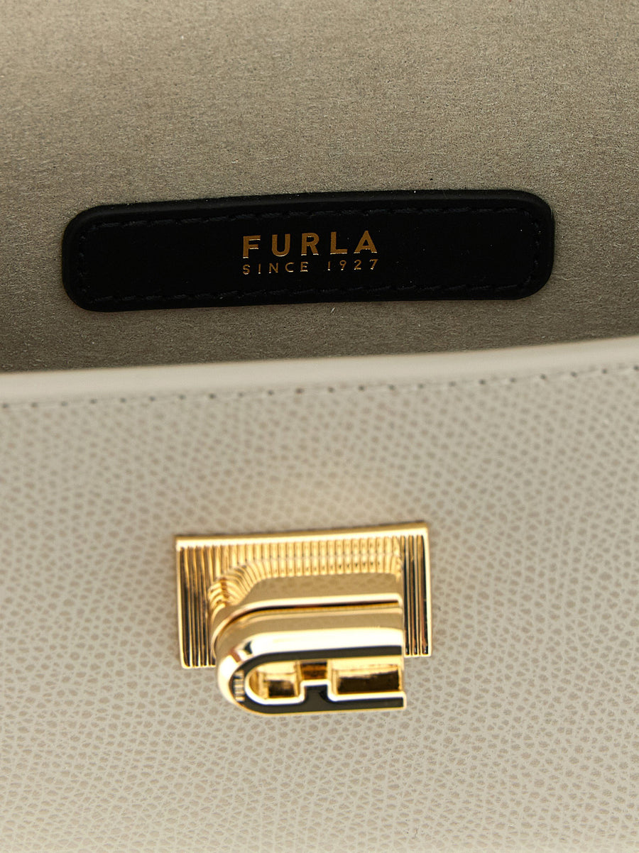 Furla 1927 Mini Crossbody Bag Gray Calfskin Leather