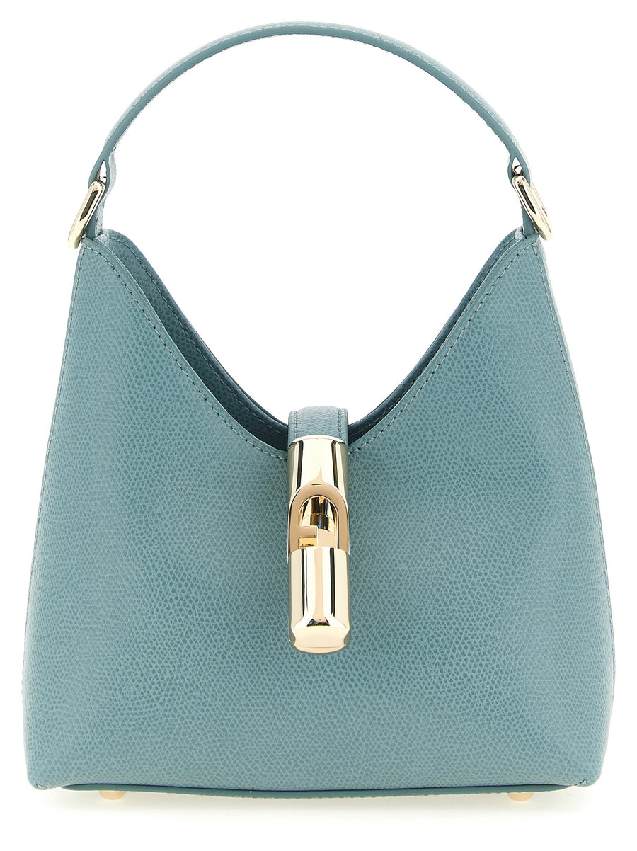 Furla Iride Mini Handbag Light Blue Calfskin Leather 18.5x19x10 cm