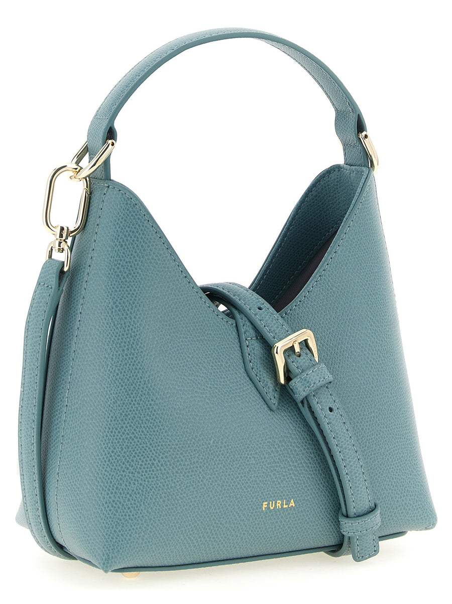 Furla Iride Mini Handbag Light Blue Calfskin Leather 18.5x19x10 cm