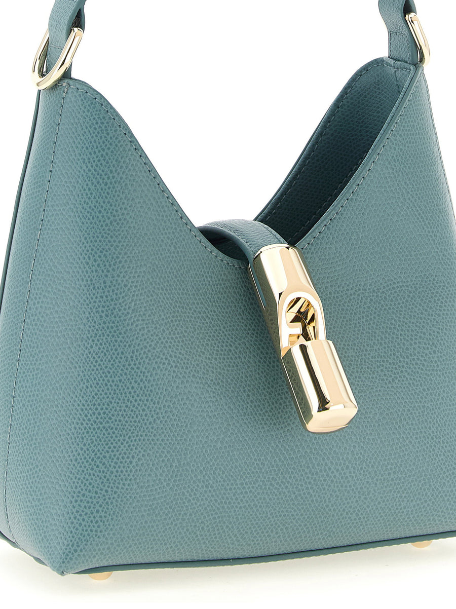 Furla Iride Mini Handbag Light Blue Calfskin Leather 18.5x19x10 cm