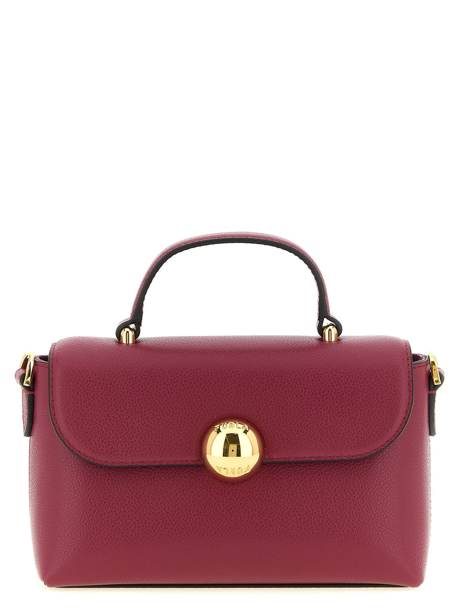 Furla Moonlight Mignon Handbag Hammered Calfskin Leather Red
