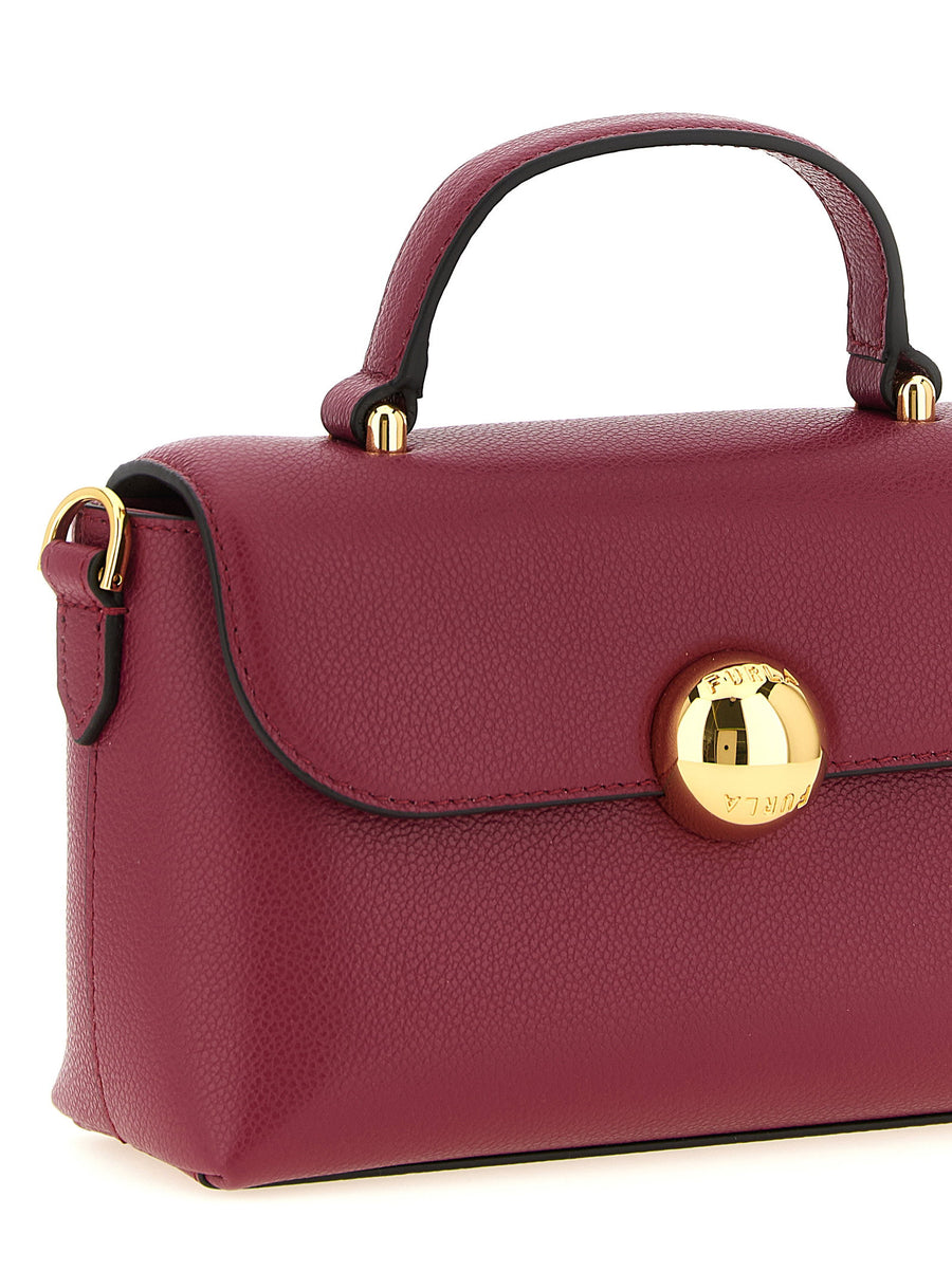 Furla Moonlight Mignon Handbag Hammered Calfskin Leather Red