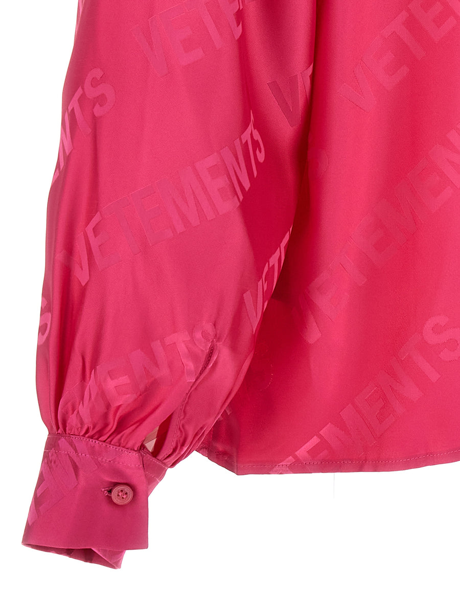 Vetements Monogram Blouse Luxurious Fuchsia Viscose With Covered Buttons Jacquard Logo For Women
