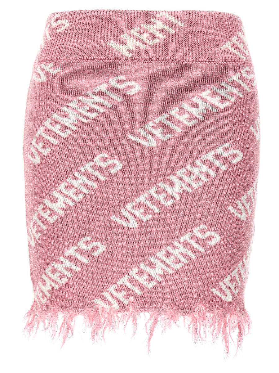 Vetements Lurex Monogram Skirt With Luxurious Glow Jacquard Logo Elastic Waistband For Women