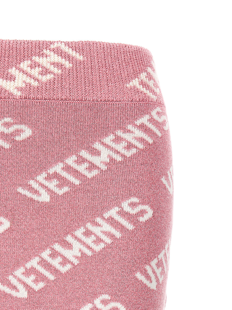 Vetements Lurex Monogram Skirt With Luxurious Glow Jacquard Logo Elastic Waistband For Women