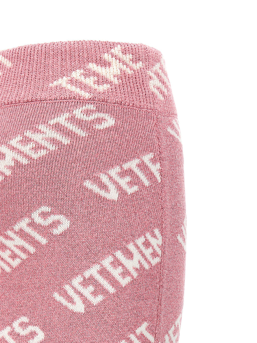 Vetements Lurex Monogram Skirt With Luxurious Glow Jacquard Logo Elastic Waistband For Women