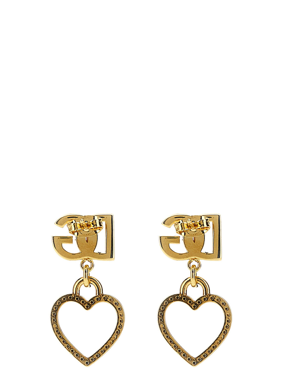 Dolce & Gabbana Pendant Earrings Gold Tone Crystal Heart Pendant for Women Radiant Luxury Jewelry