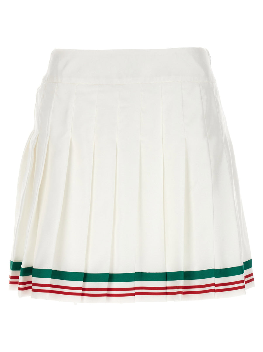 Casablanca Silk Pleated Skirt Casa Way For Women White Pure Silk Invisible Zip Luxury Wardrobe Staple