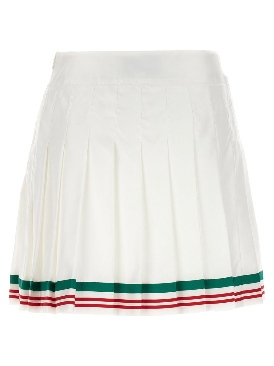 Casablanca Silk Pleated Skirt Casa Way For Women White Pure Silk Invisible Zip Luxury Wardrobe Staple