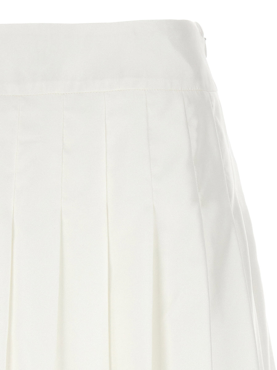 Casablanca Silk Pleated Skirt Casa Way For Women White Pure Silk Invisible Zip Luxury Wardrobe Staple