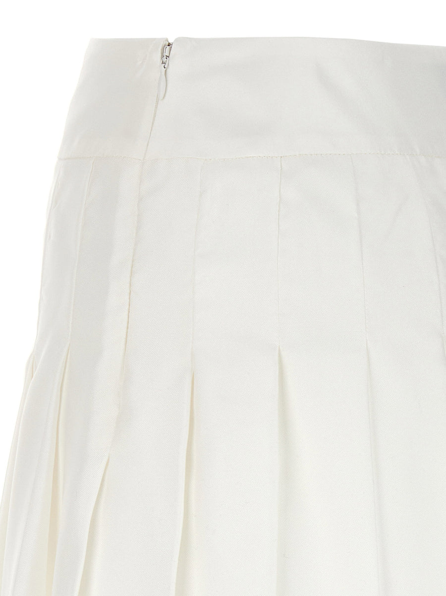 Casablanca Silk Pleated Skirt Casa Way For Women White Pure Silk Invisible Zip Luxury Wardrobe Staple