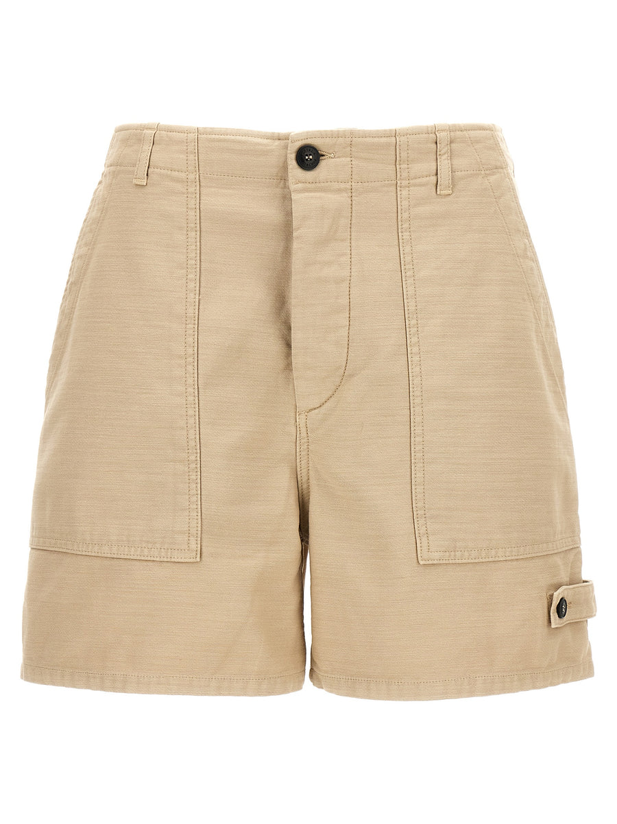 Fortela Jim Bermuda Shorts For Women 100 Percent Cotton Beige Breathable Classic Bermuda Length Versatile Essential