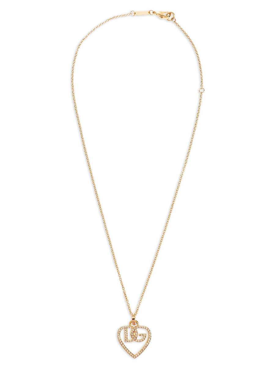 Dolce and Gabbana Strass Logo Necklace Adjustable in Gold Brass