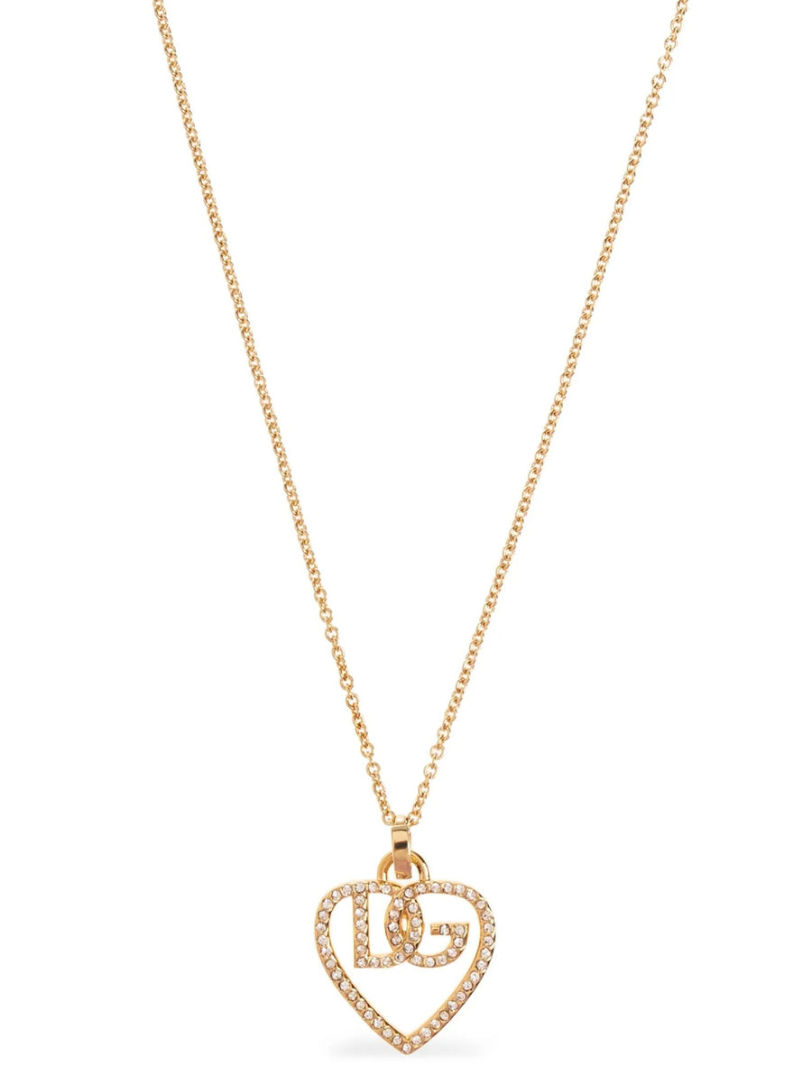 Dolce and Gabbana Strass Logo Necklace Adjustable in Gold Brass