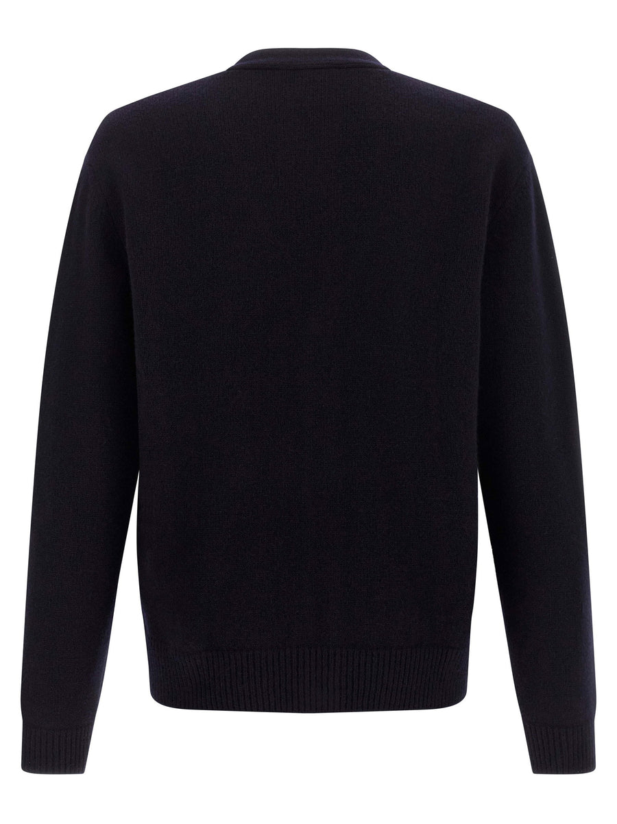 A.p.c. Kevin Cardigan Pure Wool Midnight Blue V Neck Front Closure