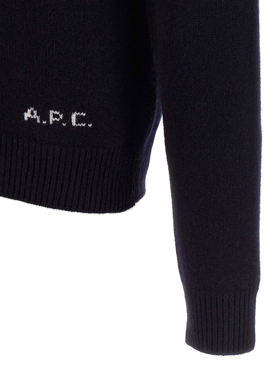 A.P.C. Edmond Wool Crewneck Sweater Deep Navy Regular Fit
