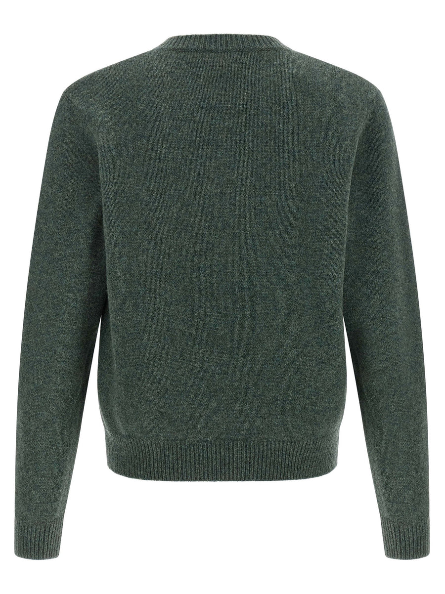 A.P.C Edmond Wool Crewneck Sweater Forest Green Mélange Made In Italy