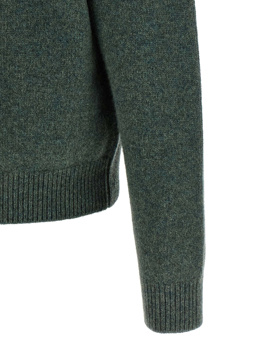 A.P.C Edmond Wool Crewneck Sweater Forest Green Mélange Made In Italy