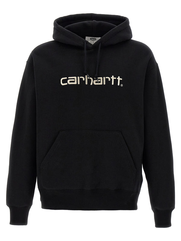 Junya Watanabe X Carhartt Hoodie for Men 100% Cotton Fleece, Oversized Fit, Front Logo Embroidery and Back Print