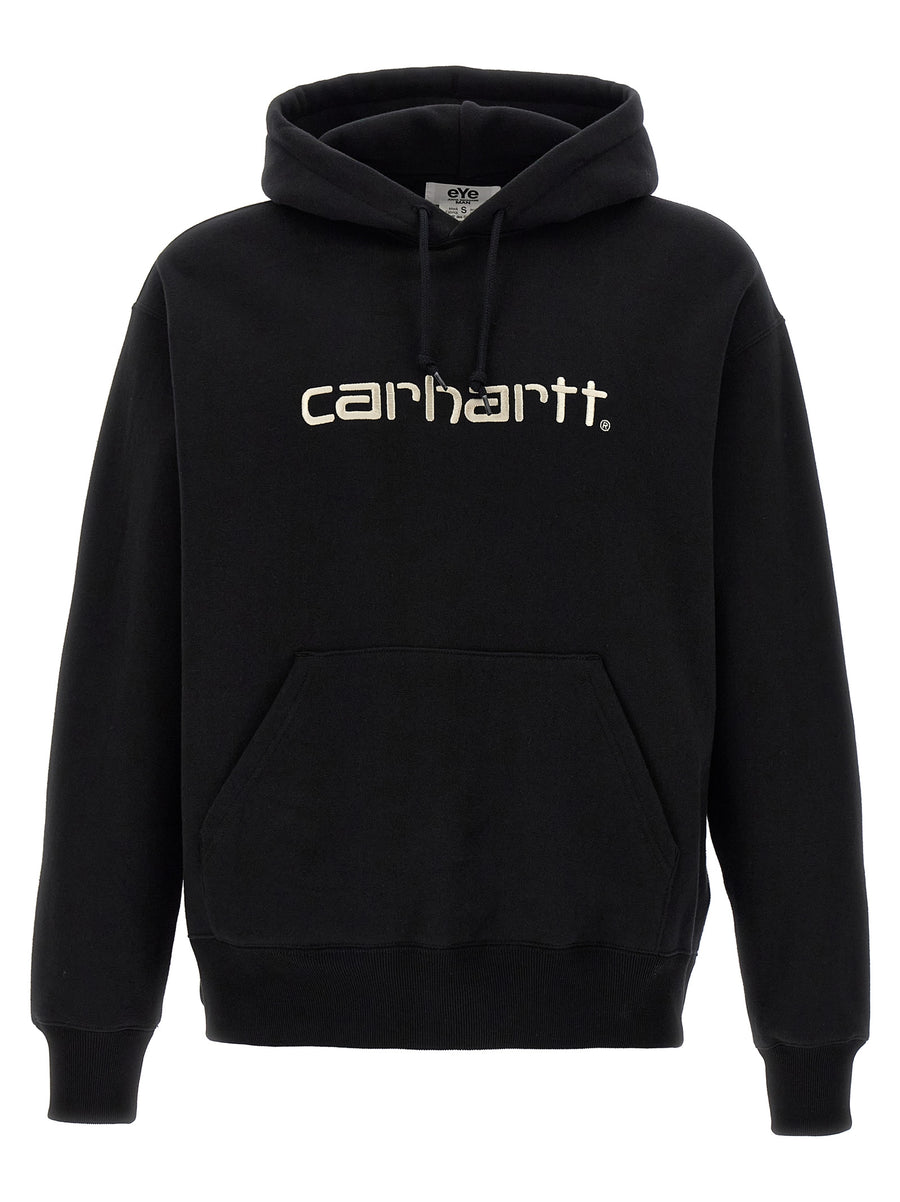Junya Watanabe X Carhartt Hoodie for Men 100% Cotton Fleece, Oversized Fit, Front Logo Embroidery and Back Print