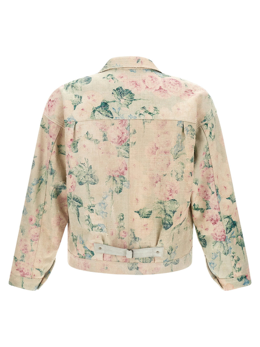 Junya Watanabe X Levi's Floral Jacquard Jacket for Men With Aging Texture Rayon Linen Blend Luxury