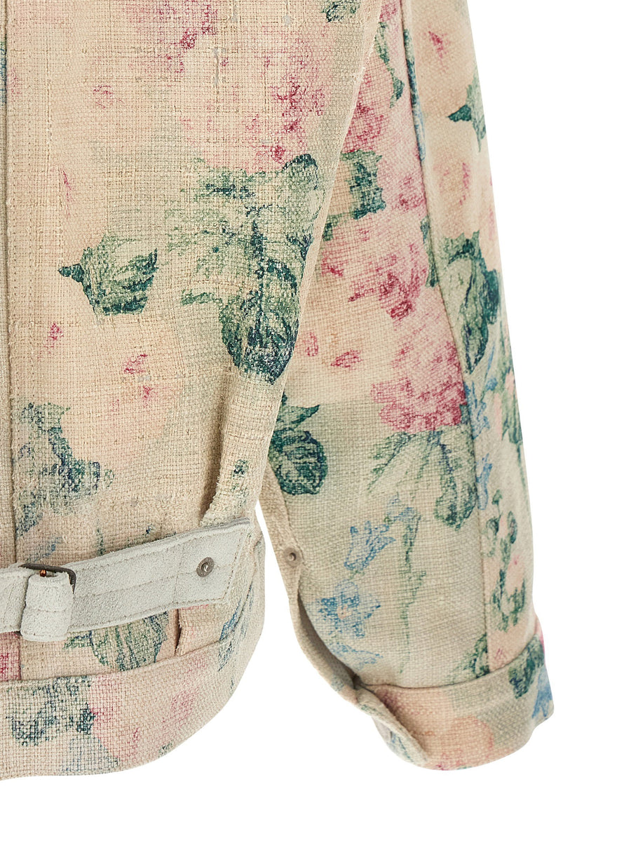 Junya Watanabe X Levi's Floral Jacquard Jacket for Men With Aging Texture Rayon Linen Blend Luxury