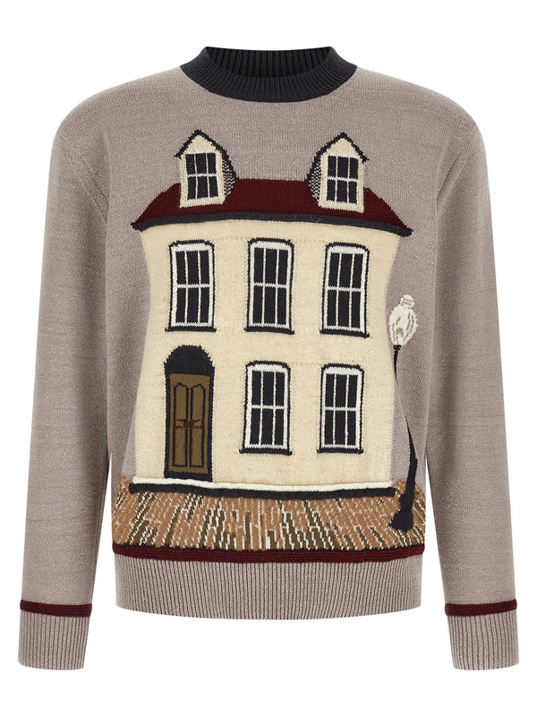 Junya Watanabe Luxurious Jacquard Sweater Silk Wool Blend Front Jacquard Design For Men