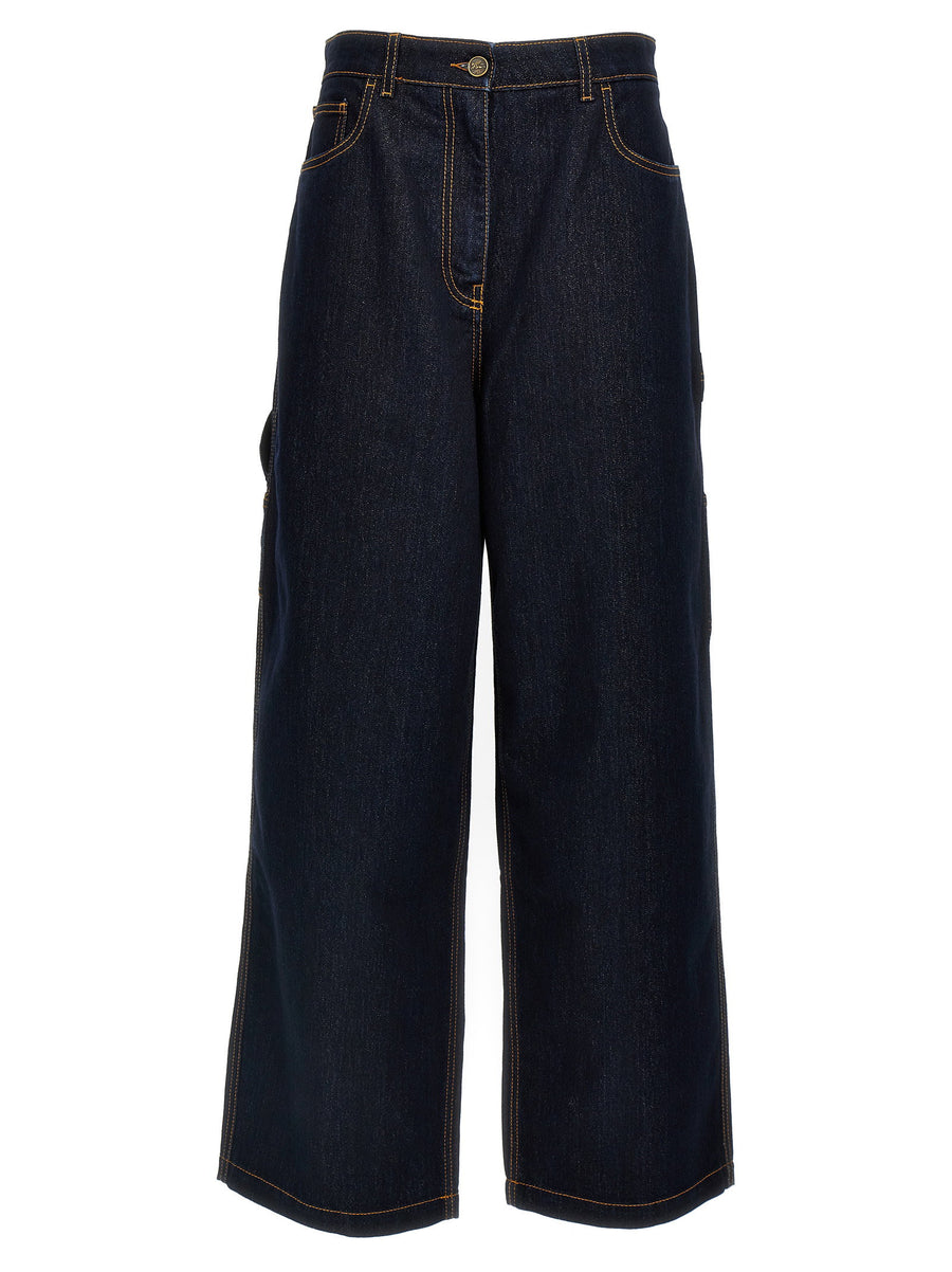 Etro Sparkling Wide Leg Jeans For Women With Premium Cotton Denim Shine All Day Comfort