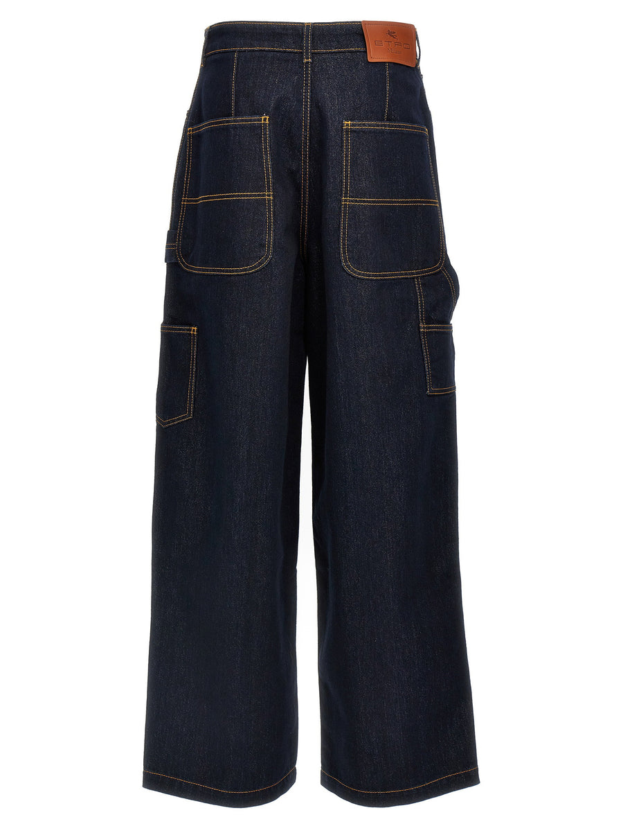 Etro Sparkling Wide Leg Jeans For Women With Premium Cotton Denim Shine All Day Comfort