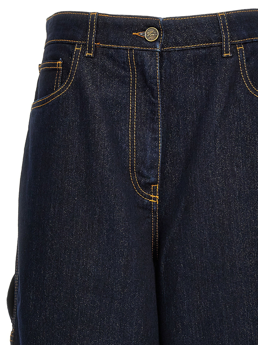 Etro Sparkling Wide Leg Jeans For Women With Premium Cotton Denim Shine All Day Comfort
