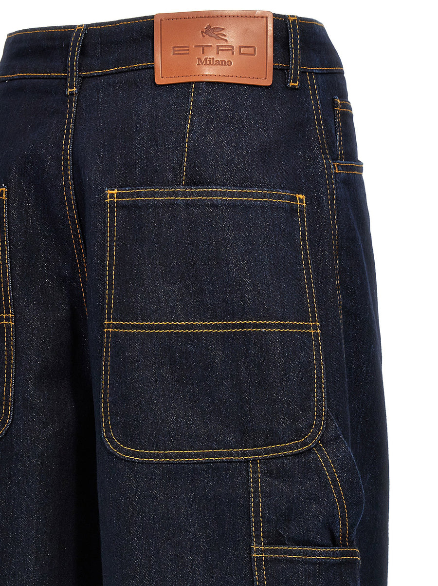 Etro Sparkling Wide Leg Jeans For Women With Premium Cotton Denim Shine All Day Comfort
