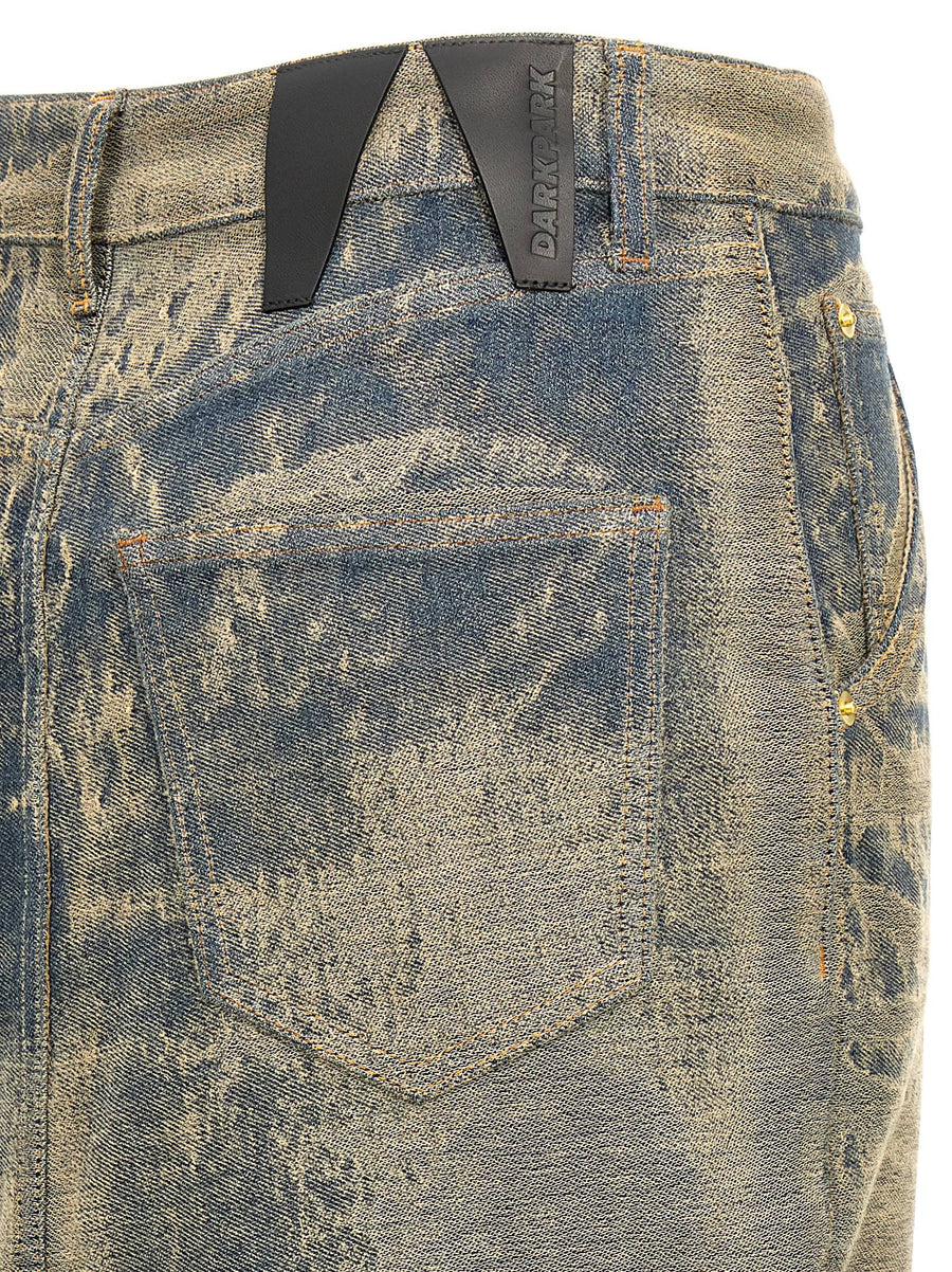 Darkpark Erika Denim Skirt for Women With Front and Back Maxi Split, Five Pockets, Zip Button Closure