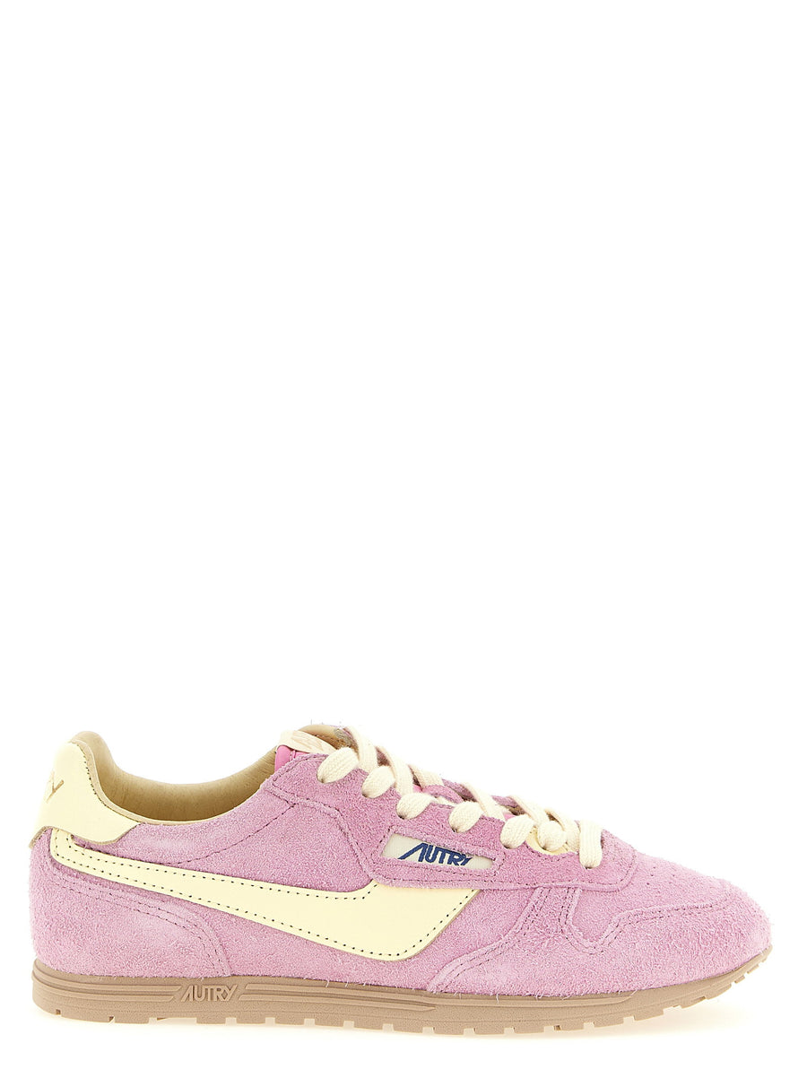 Autry Windspin Sneakers for Women Pink Leather With Shaved Suede Accents and Premium Comfort