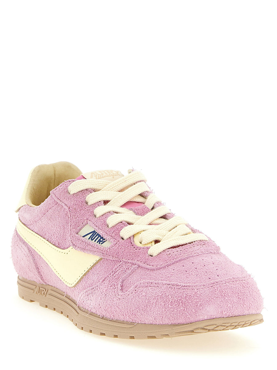 Autry Windspin Sneakers for Women Pink Leather With Shaved Suede Accents and Premium Comfort