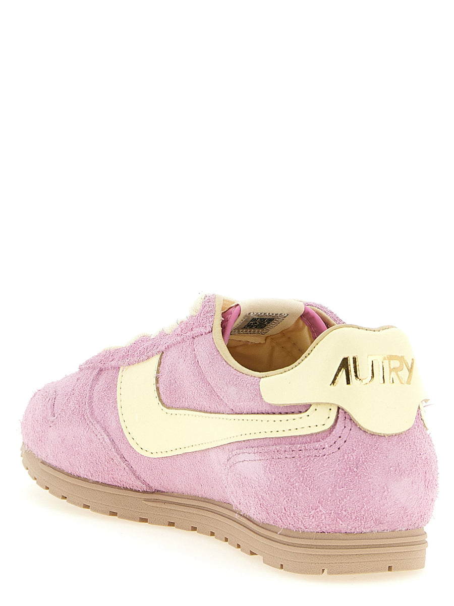 Autry Windspin Sneakers for Women Pink Leather With Shaved Suede Accents and Premium Comfort