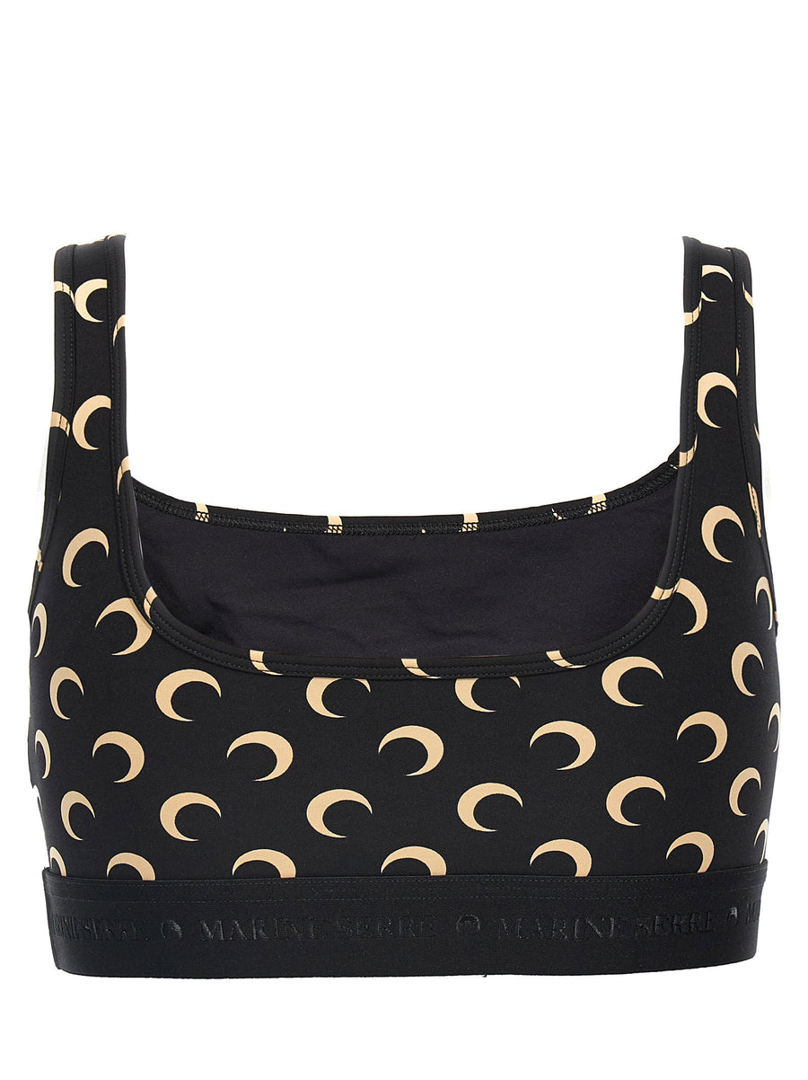 Marine Serre Moon Print Stretch Jersey Sporty Top Black