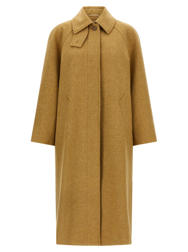 A.p.c. Beige Virgin Wool Coat For Women Timeless Versatile Outerwear With Cotton Lining And Belt