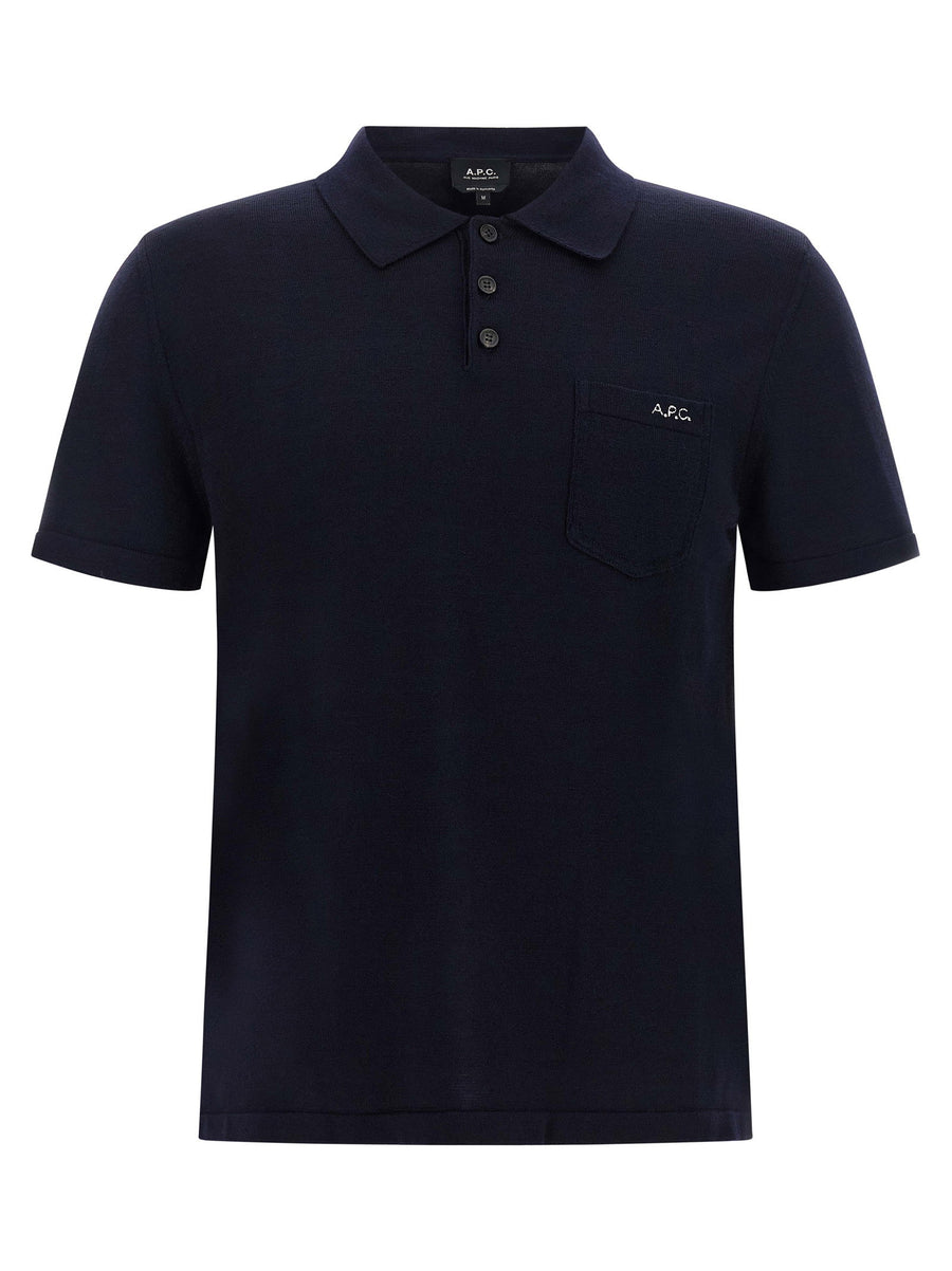 A.P.C Gide Polo Shirt Blue Virgin Wool For Men Premium