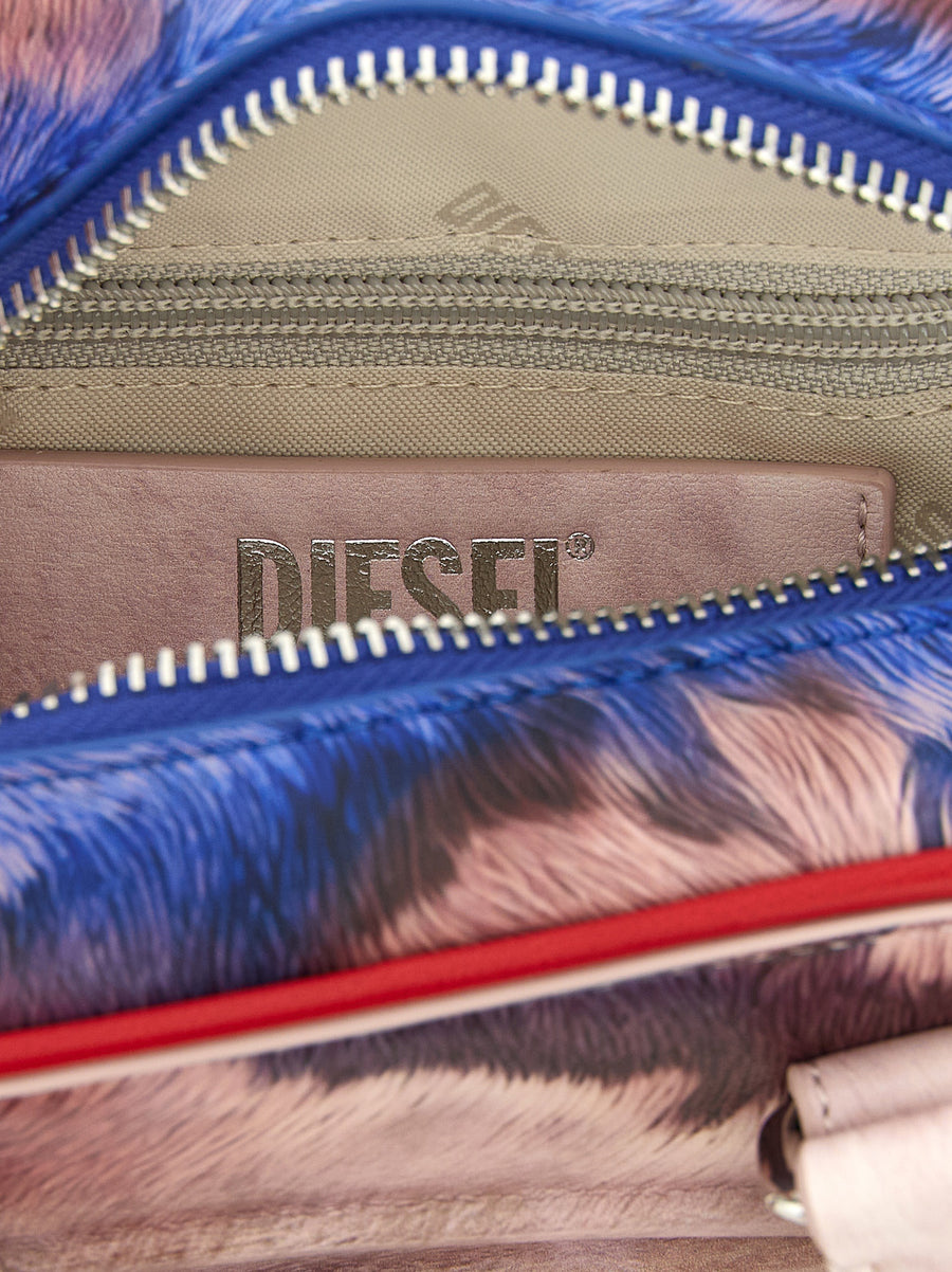 Diesel 1dr Dome Mini Crossbody Bag Multicolor Animal Print Compact For Women Travel Friendly Day To Night