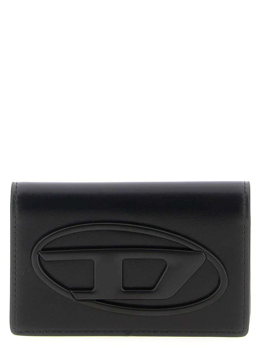 Diesel Holi d Card Holder Premium Black Leather Secure Flap Closure Low Profile Slim Minimalist For Men